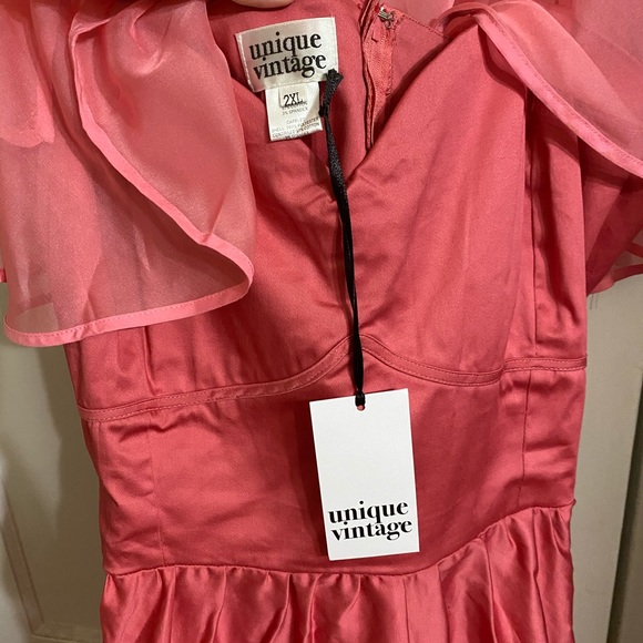 Coral unique vintage never worn dress - Picture 2 of 4